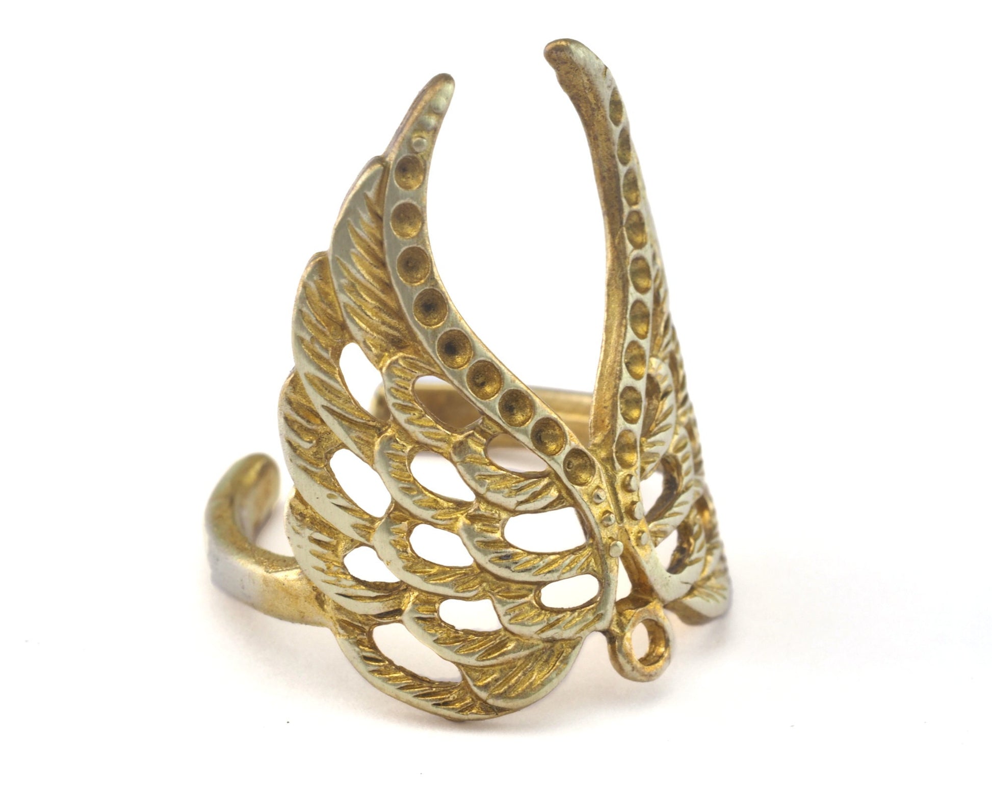 Wings Ring Adjustable Ring Bezel - Raw brass - Antique Silver - Antique Bronze (17.5mm 7US inner size - Adjustable ) OZ2702