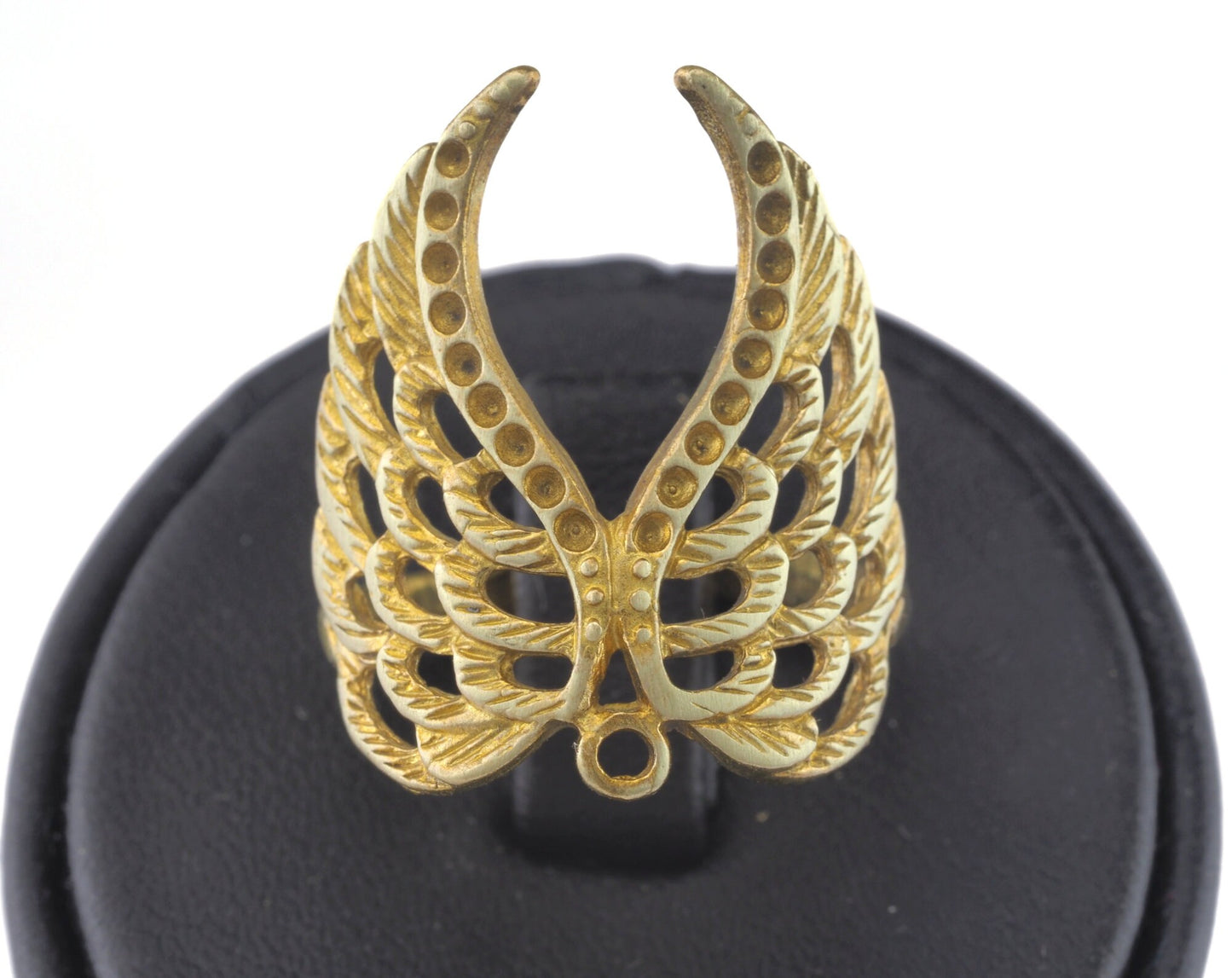 Wings Ring Adjustable Ring Bezel - Raw brass - Antique Silver - Antique Bronze (17.5mm 7US inner size - Adjustable ) OZ2702