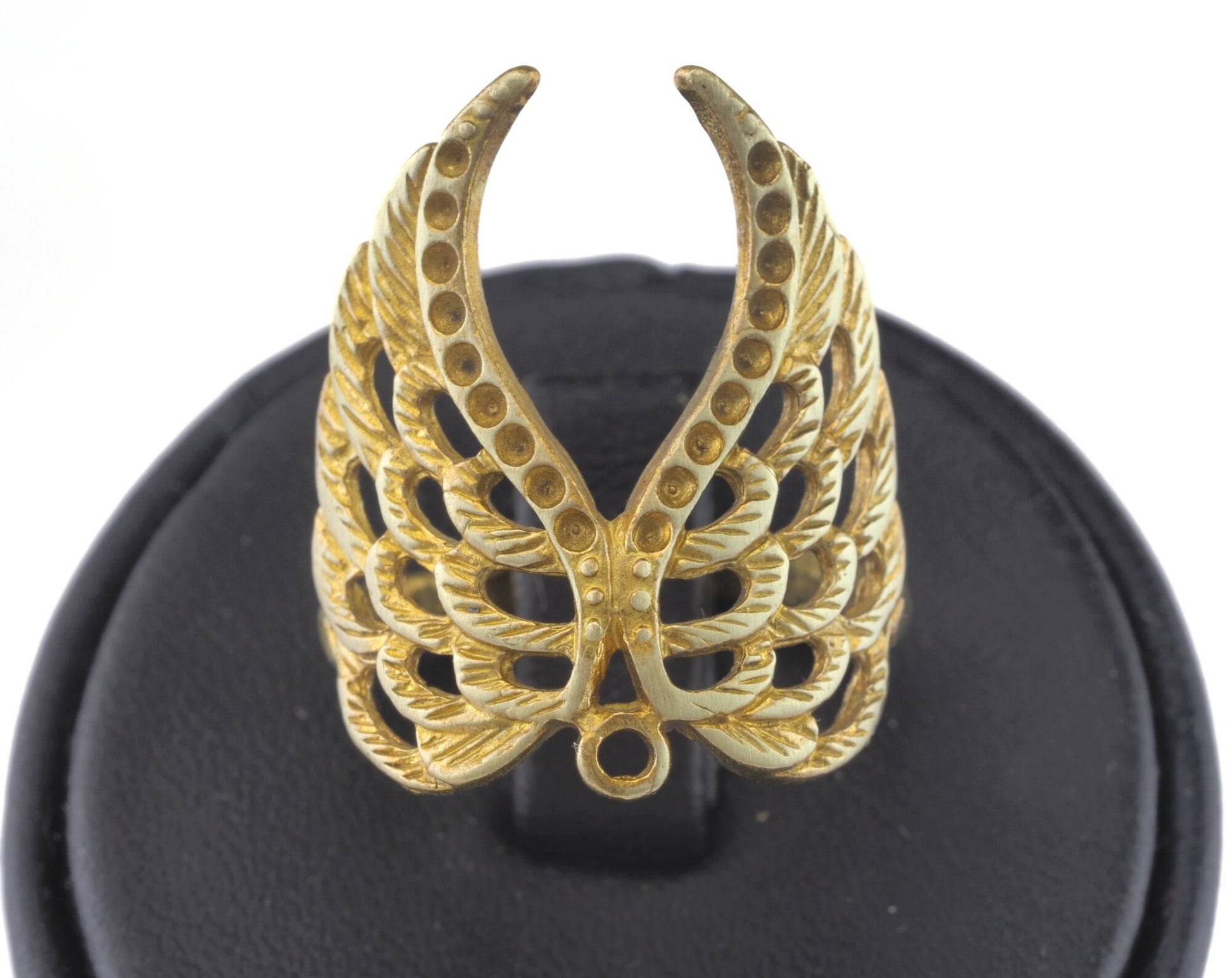 Wings Ring Adjustable Ring Bezel - Raw brass - Antique Silver - Antique Bronze (17.5mm 7US inner size - Adjustable ) OZ2702