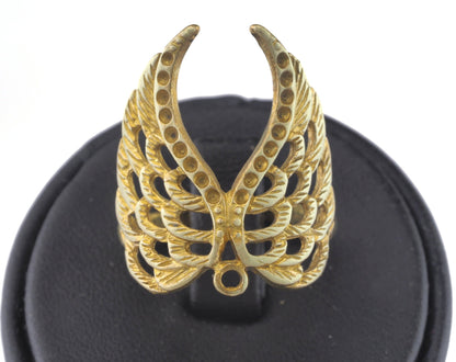 Wings Ring Adjustable Ring Bezel - Raw brass - Antique Silver - Antique Bronze (17.5mm 7US inner size - Adjustable ) OZ2702