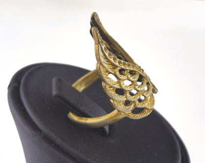 Wings Ring Adjustable Ring Bezel - Raw brass - Antique Silver - Antique Bronze (17.5mm 7US inner size - Adjustable ) OZ2702