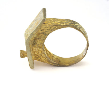 House Ring Adjustable Ring Raw brass (18.5mm 8.5US inner size) OZ2705