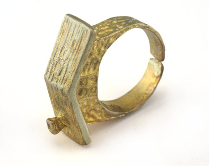 House Ring Adjustable Ring Raw brass (18.5mm 8.5US inner size) OZ2705