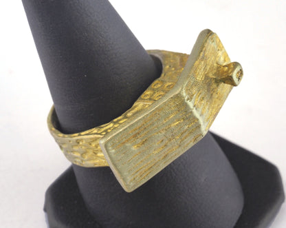 House Ring Adjustable Ring Raw brass (18.5mm 8.5US inner size) OZ2705