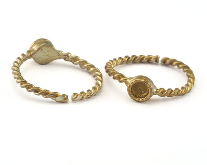 Ring Swirl Adjustable Ring Bezel - Raw brass (18.5mm 8.5US inner size - Adjustable ) OZ2714