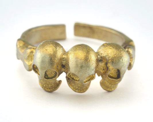 Skull Adjustable Ring Raw brass (18mm 8US inner size) OZ2719
