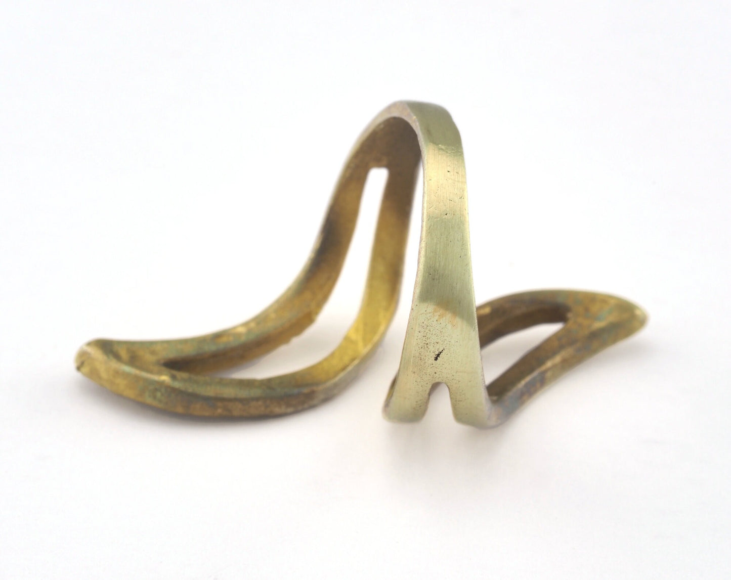 Leaf Ring Adjustable Bezel Raw brass (18mm 8US inner size - Adjustable ) OZ2720