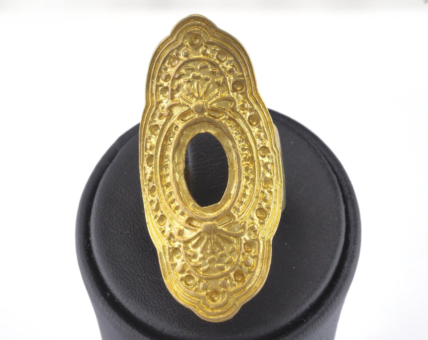 Ring Adjustable Ring Bezel - Cup Raw brass (17.5mm 7US inner size - Adjustable ) OZ2722