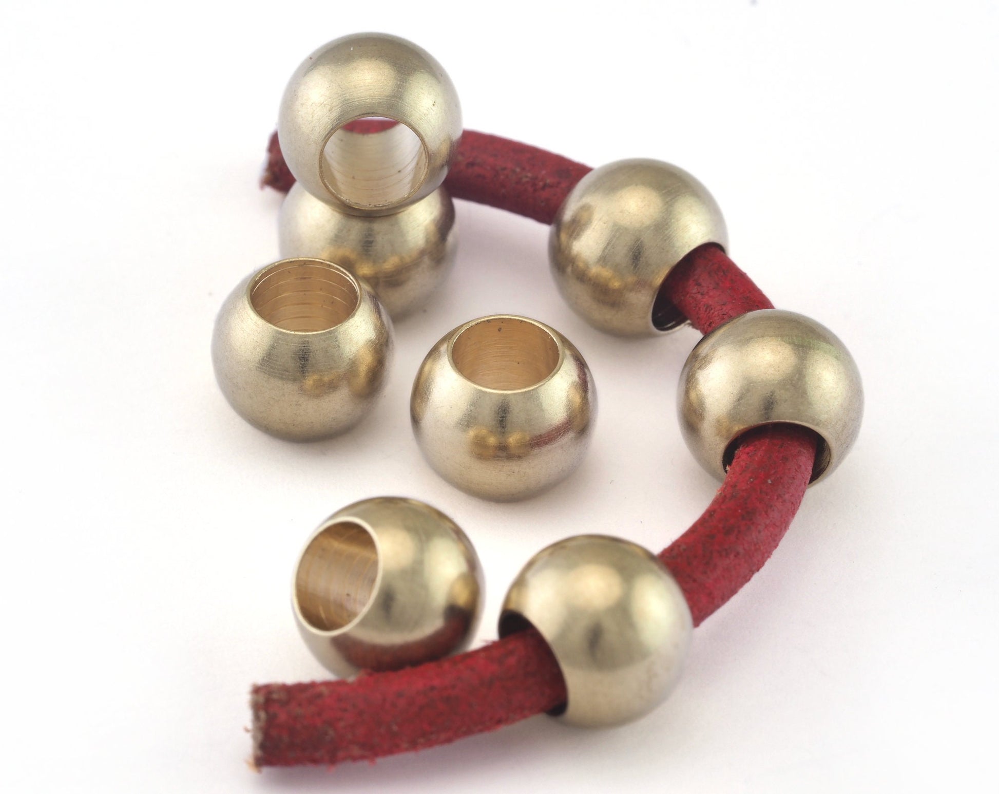 Raw Brass sphere Bead 10x7.5mm 9/32"x3/8" finding spacer (5.5mm 0.216" hole ) bab5 oz541