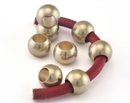 Raw Brass sphere Bead 10x7.5mm 9/32"x3/8" finding spacer (5.5mm 0.216" hole ) bab5 oz541