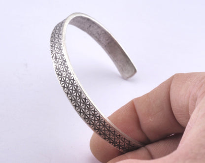 Textured Bracelet Antique Silver Plated Brass (57mm inner size - Adjustable ) OZ2974