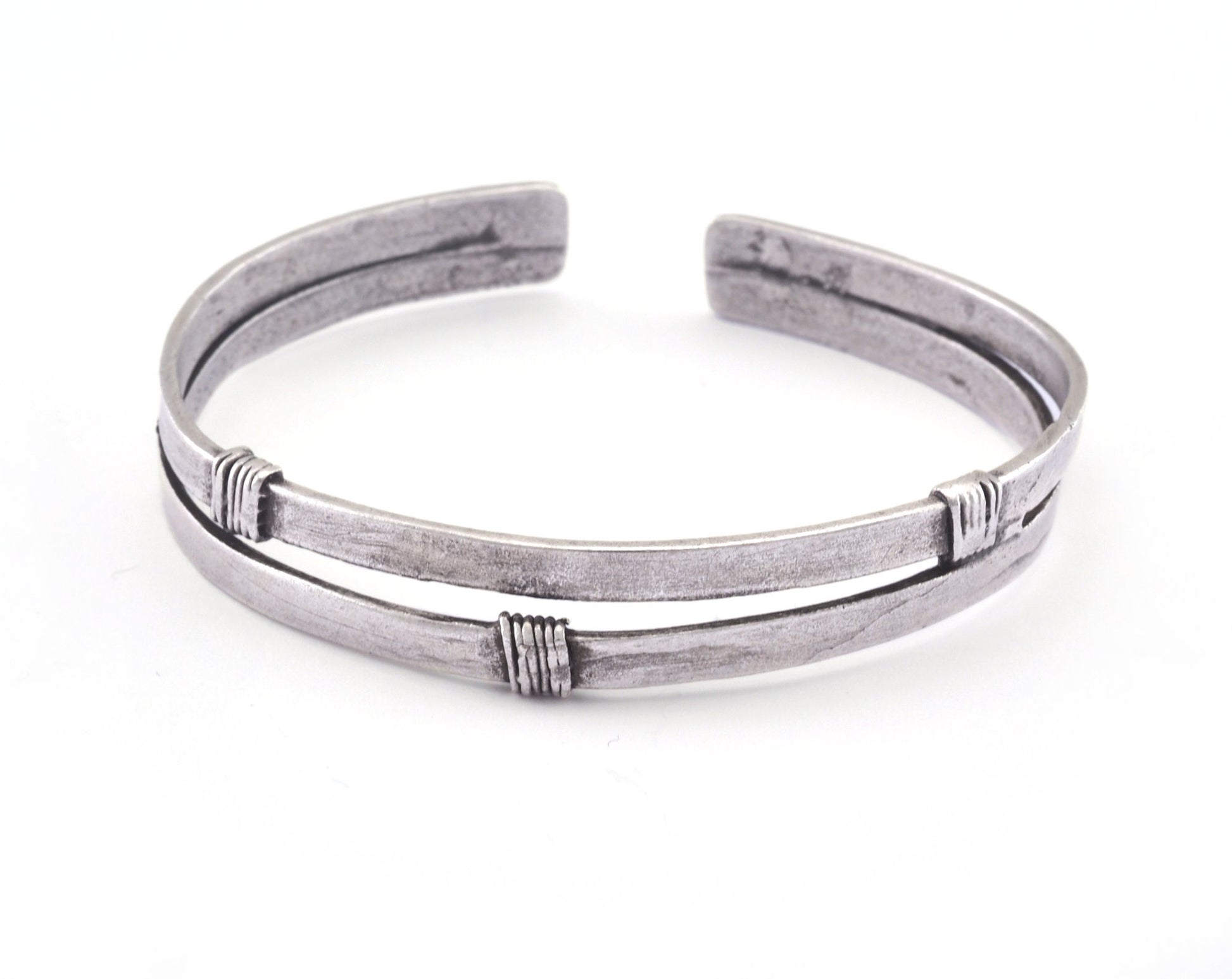 Adjustable Bracelet Antique Silver Plated Brass (64mm inner size - Adjustable ) OZ2968