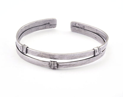 Adjustable Bracelet Antique Silver Plated Brass (64mm inner size - Adjustable ) OZ2968