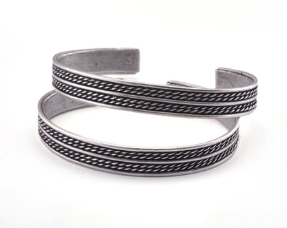 Textured Bracelet Antique Silver Plated Brass (64mm inner size - Adjustable ) OZ2967