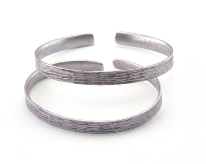 Textured Bracelet Antique Silver Plated Brass (64mm inner size - Adjustable ) OZ2965