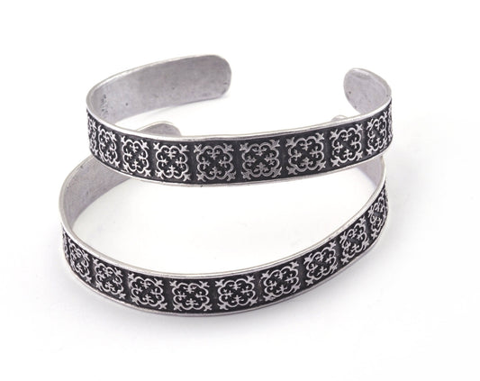 Textured Bracelet Antique Silver Plated Brass (60mm inner size - Adjustable ) OZ2963