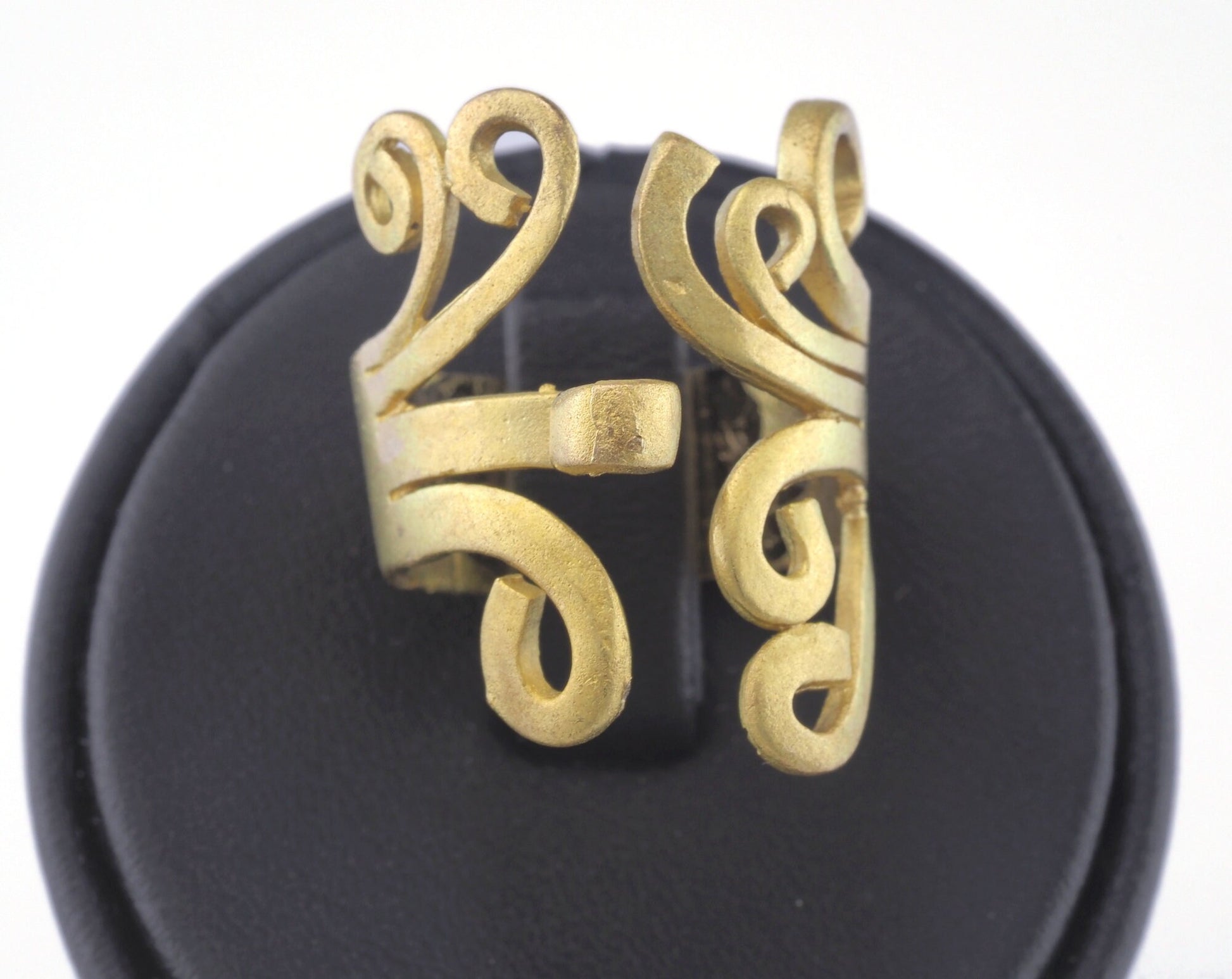 Ring Adjustable Fork Ring Loop - Raw brass (17mm 7US inner size - Adjustable ) OZ2748