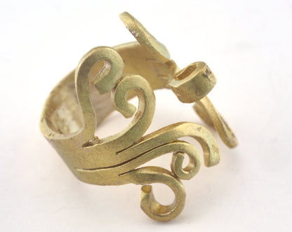 Ring Adjustable Fork Ring Loop - Raw brass (17mm 7US inner size - Adjustable ) OZ2748