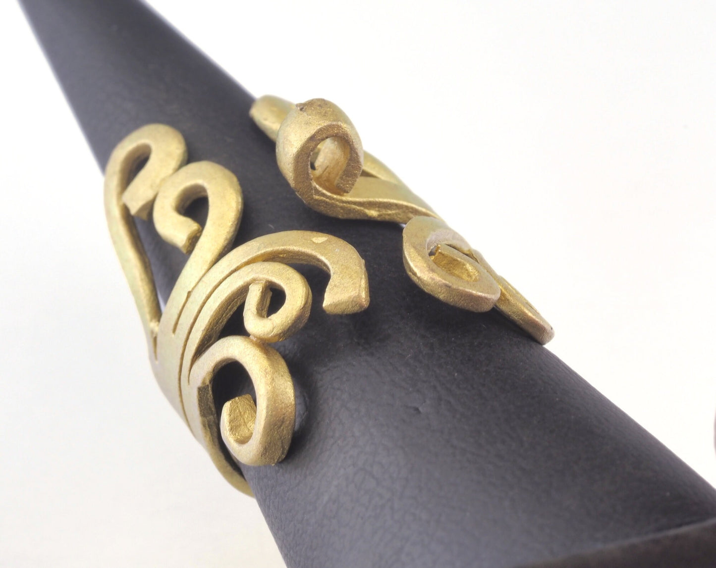 Ring Adjustable Fork Ring Loop - Raw brass (17mm 7US inner size - Adjustable ) OZ2748