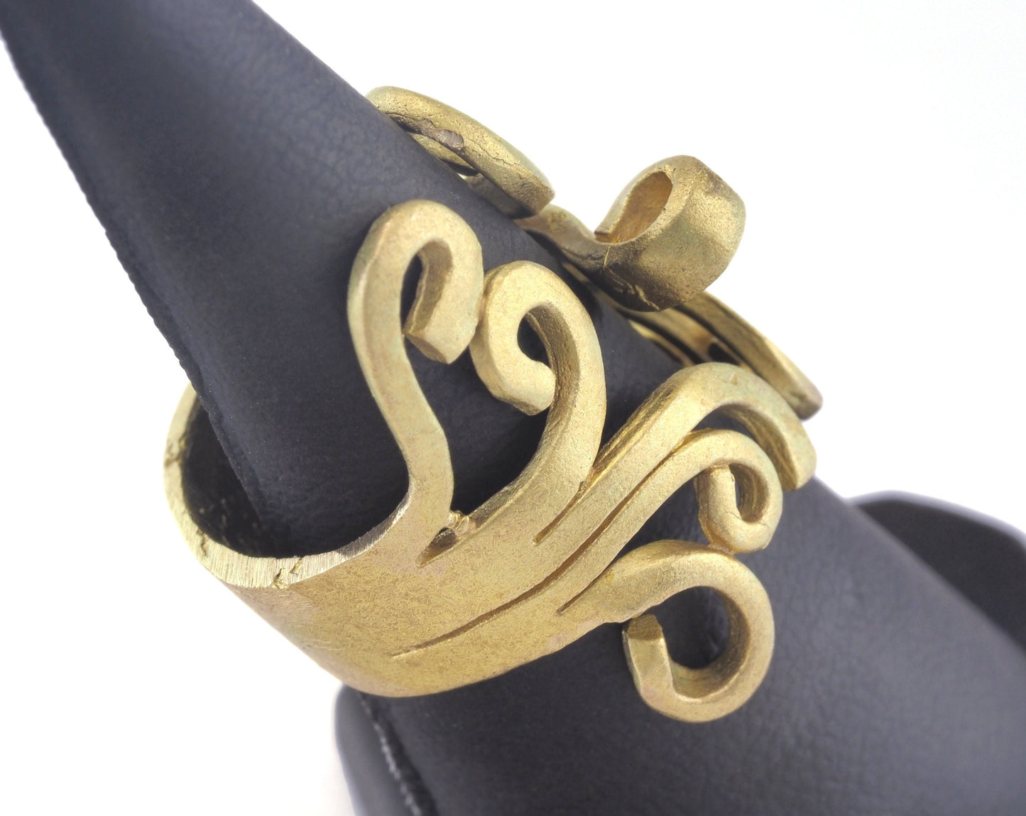 Ring Adjustable Fork Ring Loop - Raw brass (17mm 7US inner size - Adjustable ) OZ2748