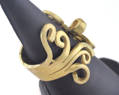 Ring Adjustable Fork Ring Loop - Raw brass (17mm 7US inner size - Adjustable ) OZ2748