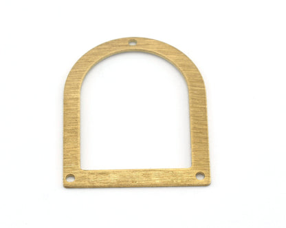 Brushed Semi Circle Rectangle streaked (optional holes) Connector Charms Raw Brass 35x28mm 0.8mm thickness Findings OZ3529-220