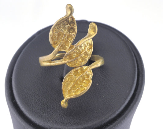 Leaves Ring Adjustable Blank Bezel Raw brass (19mm 9US inner size - Adjustable ) OZ2759