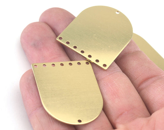 Semi Circle Rectangle (optional holes) Charms Raw Brass 35x28mm 0.8mm thickness Findings OZ2761-600