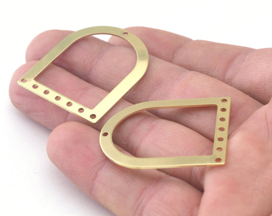 Semi Circle Rectangle (optional holes) Connector Charms Raw Brass 35x28mm 0.8mm thickness Findings OZ2770-220