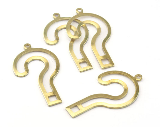 Question Mark Connector Charms Raw Brass 34x19mm 0.8mm thickness Findings OZ2774-110