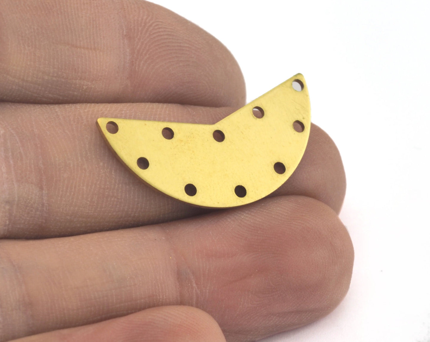 Geometric Cut Circle (optional holes) charms raw brass 31x15mm 0.8mm thickness findings oz2778-210