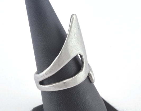 Adjustable Shark tail ring Antique Silver plated brass (18mm 8US inner size) Oz2991