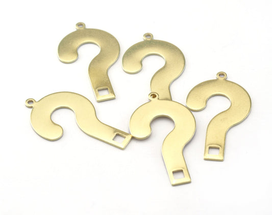 Question Mark Connector Charms Raw Brass 34x19mm 0.8mm thickness Findings OZ2777-190