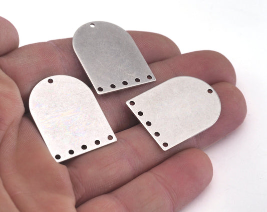 Semi Circle Rectangle Connector Charms Antique Silver Plated Brass 28x21mm 0.8mm thickness Findings OZ2762-360