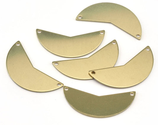 Geometric Cut Circle (optional holes) charms raw brass 31x15mm 0.8mm thickness findings oz2778-210