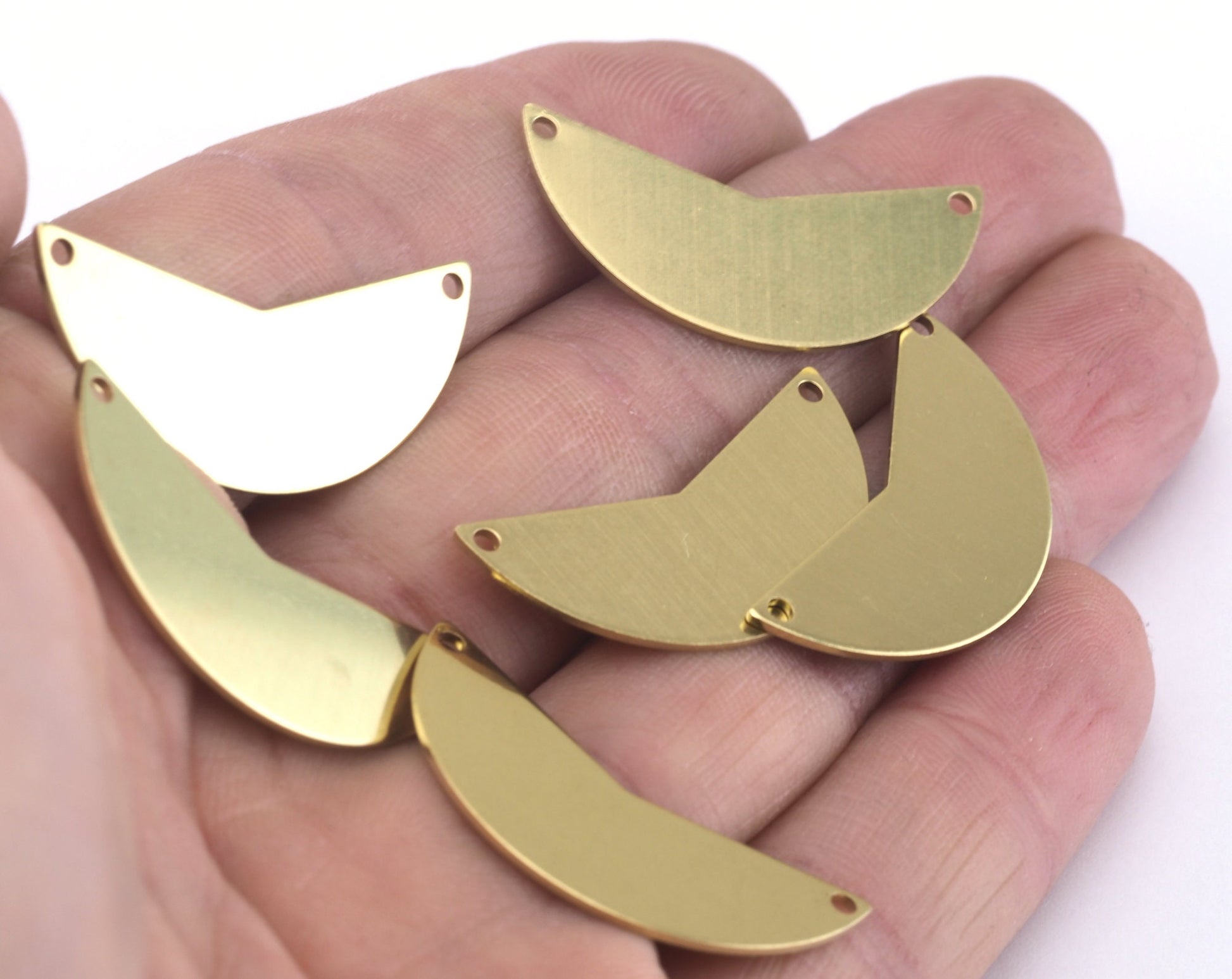 Geometric Cut Circle (optional holes) charms raw brass 31x15mm 0.8mm thickness findings oz2778-210