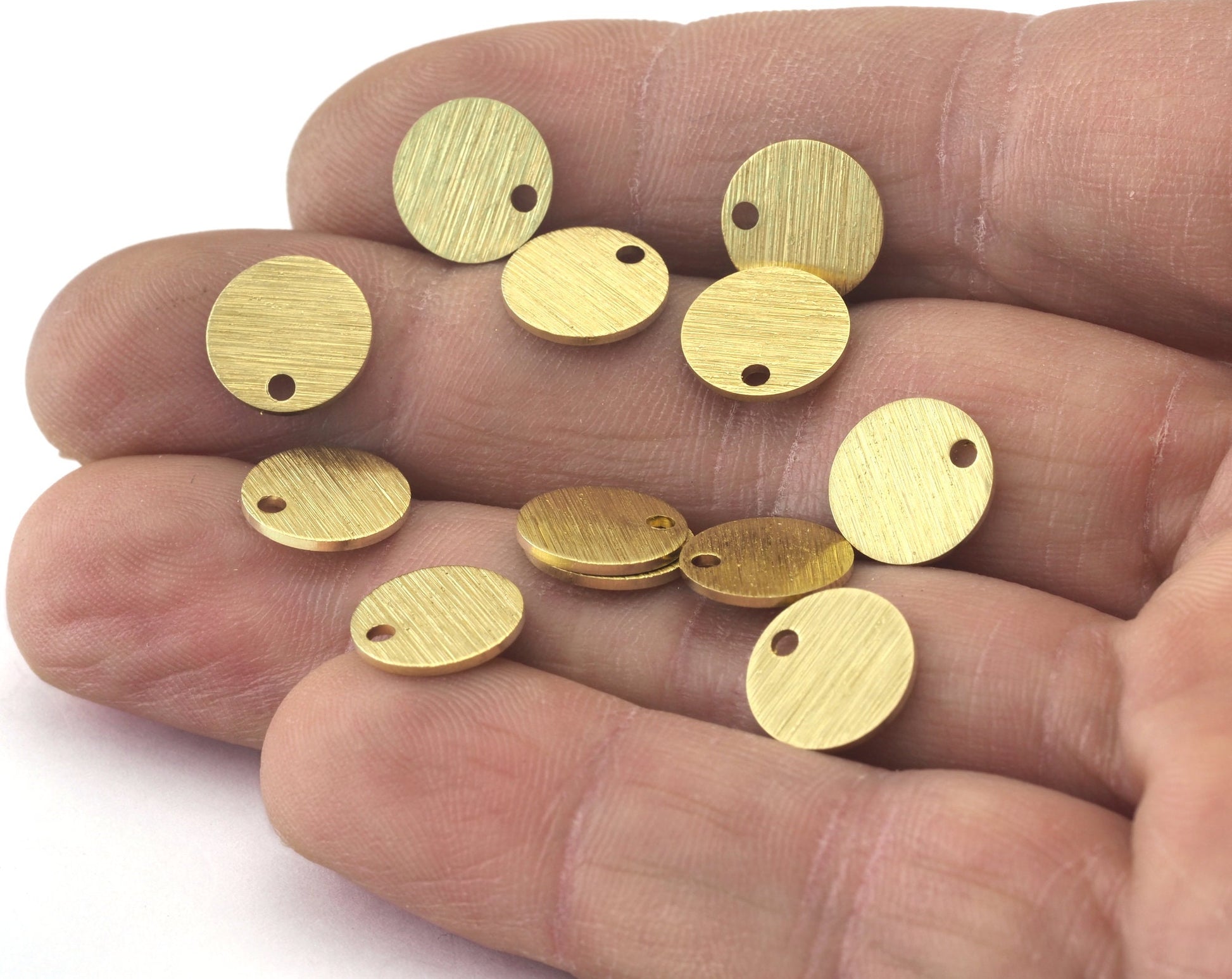 Brushed Coin Round Disc 8mm Stamping blank tag shape Raw Brass OZ3123-31