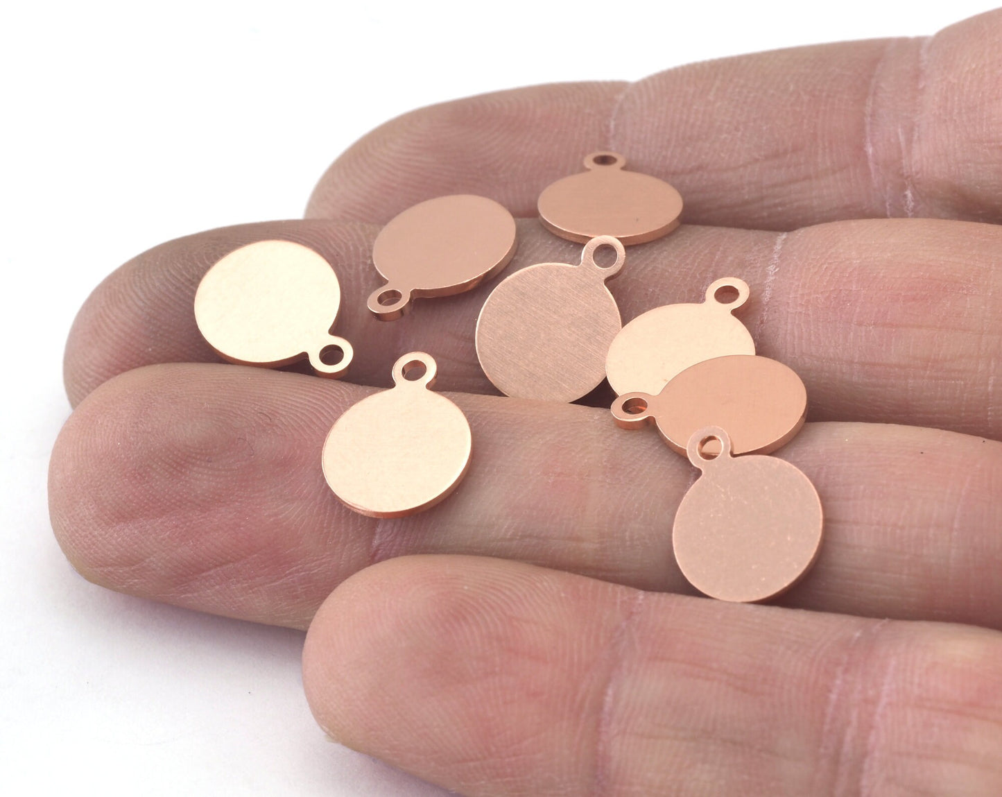 Coin Round Disc with Loop 10mm (13x10mm) Stamping blank tag shape Raw copper OZ3028-60