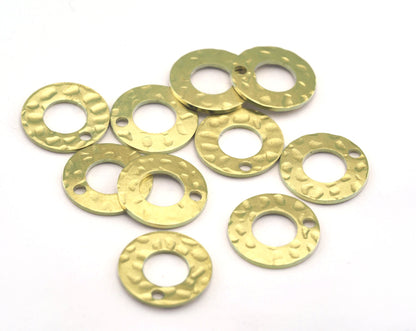 Middle Hole Round Disc 12mm Stamping blank tag shape Hammered Raw Brass OZ3043-52