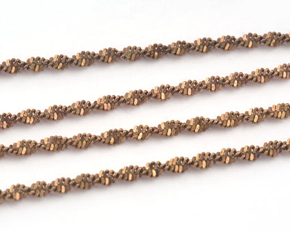 Brass snake chain 0,5x2mm raw brass z073