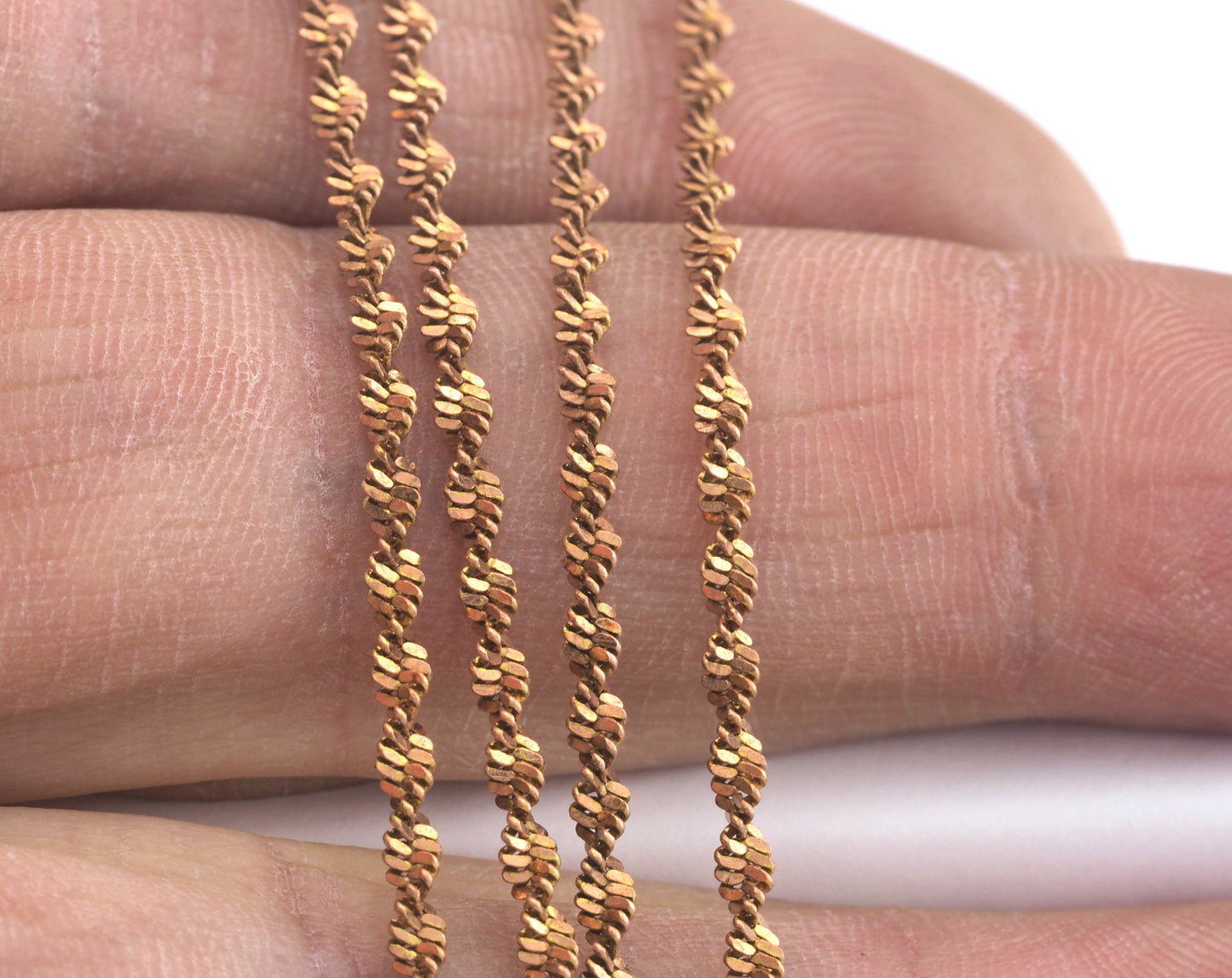 Brass snake chain 0,5x2mm raw brass z073