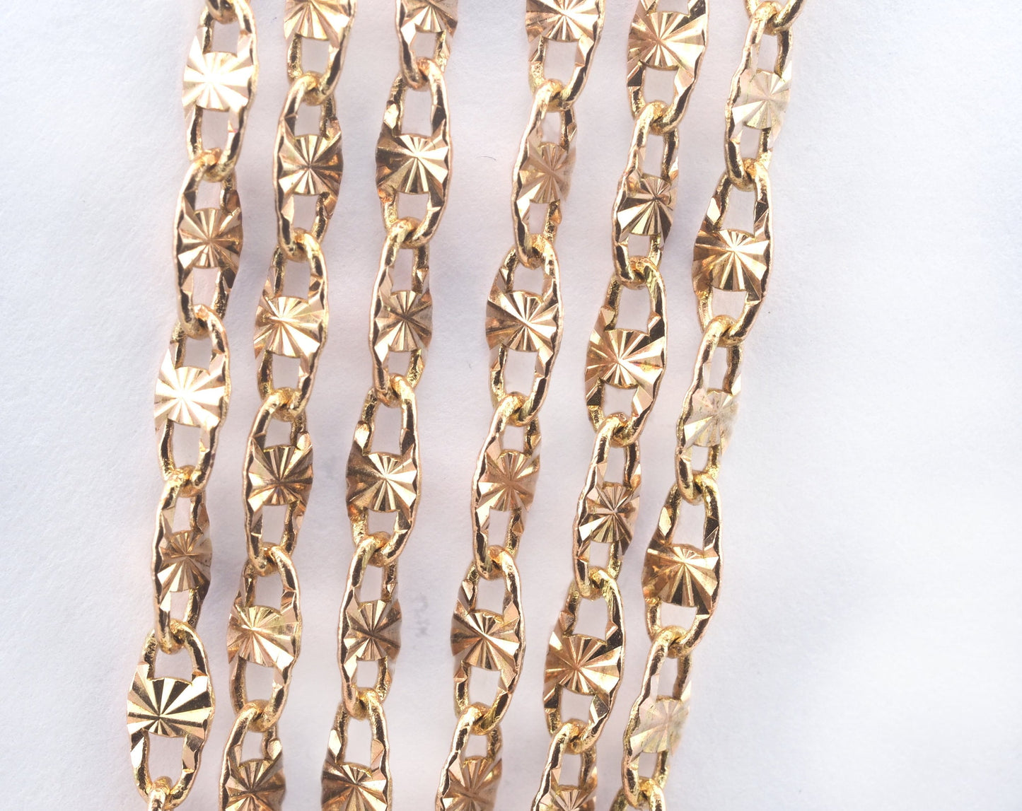 Oval soldered textured (faceted) chain Raw Brass 3mm Z152