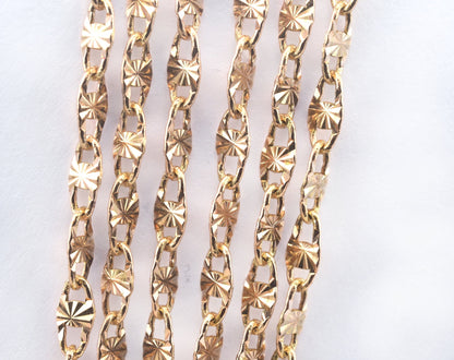 Oval soldered textured (faceted) chain Raw Brass 3mm Z152