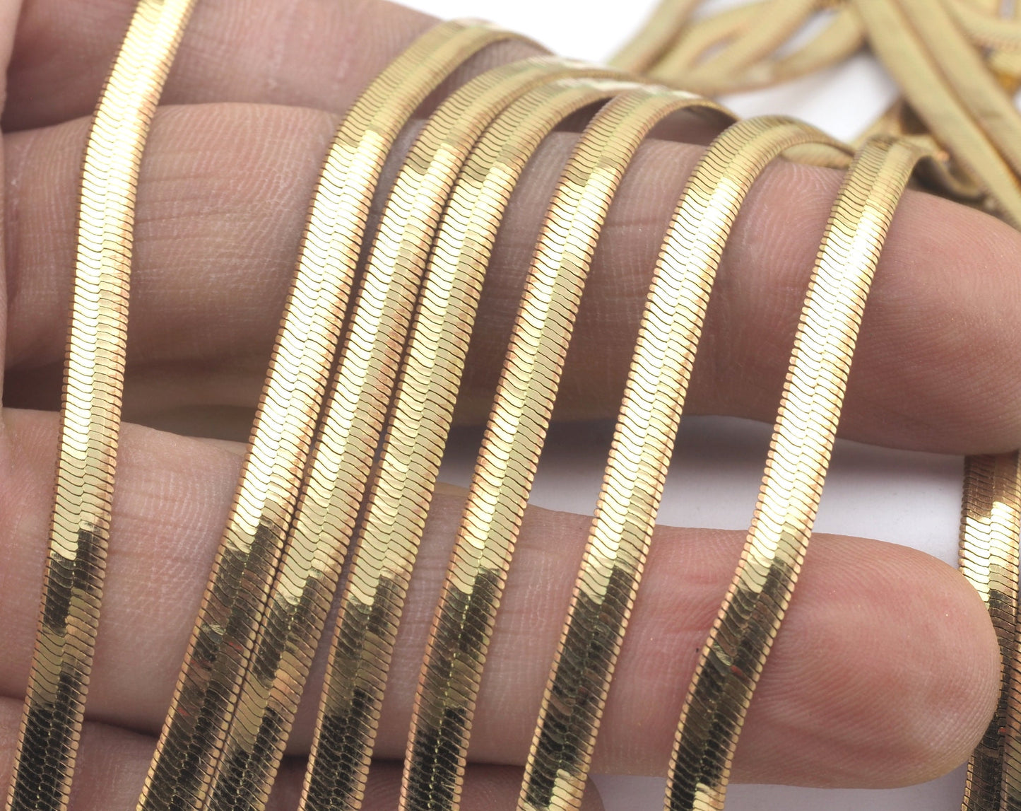 Flat Snake chain Raw Brass 3mm Z176 Thickness : 0.5mm
