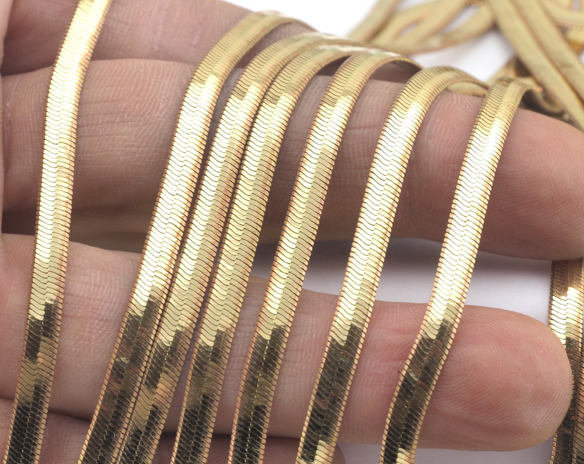 Flat Snake chain Raw Brass 3mm Z176 Thickness : 0.5mm