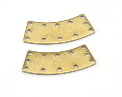 Curved raw brass (optional holes) 28x12mm connector charms , findings earring OZ2818-155