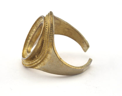 Ring Adjustable Ring Bezel - Raw brass (18mm 8US inner size - Adjustable ) OZ2826