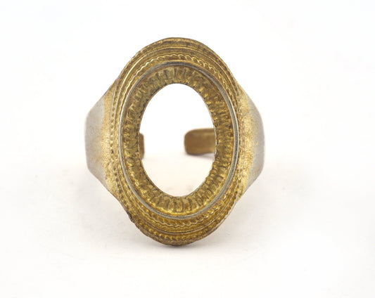 Ring Adjustable Ring Bezel - Raw brass (18mm 8US inner size - Adjustable ) OZ2826