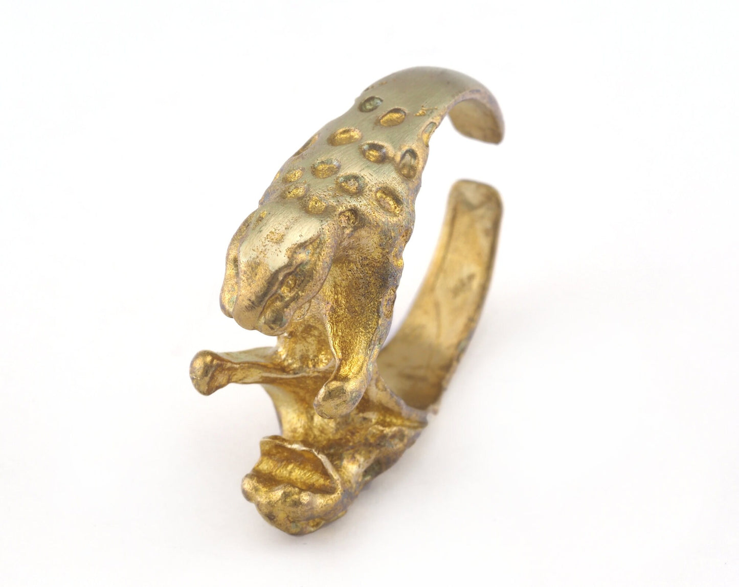 Leopard Ring Adjustable Raw brass (18.5mm 8.5US inner size) OZ2830