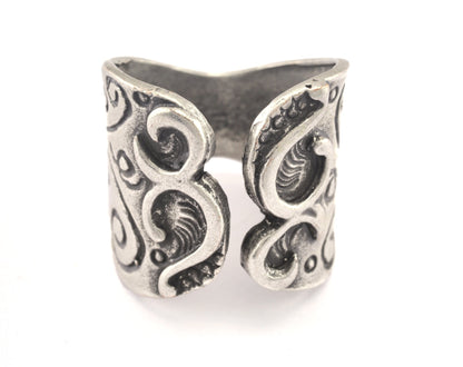 Leaf Ring Adjustable Ring Antique Silver plated brass (19mm 9US inner size) OZ2655